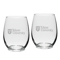 Tulane Green Wave Team 15oz. 2-Piece Stemless Wine Glass Set