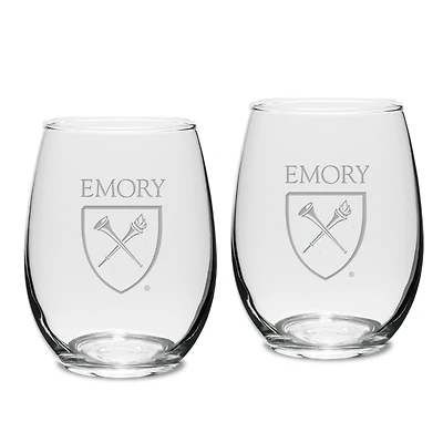 Emory Eagles 15oz. 2-Piece Stemless Wine Glass Set