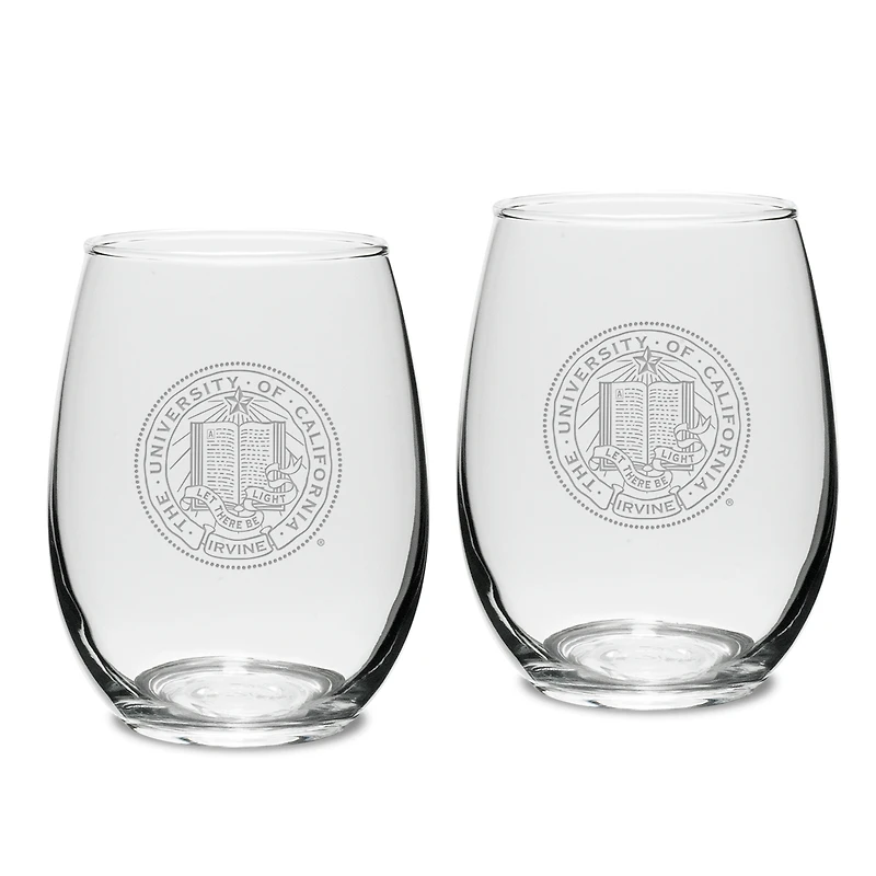 UC Irvine Anteaters Team 15oz. 2-Piece Stemless Wine Glass Set