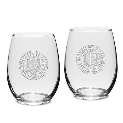 UC Irvine Anteaters Team 15oz. 2-Piece Stemless Wine Glass Set