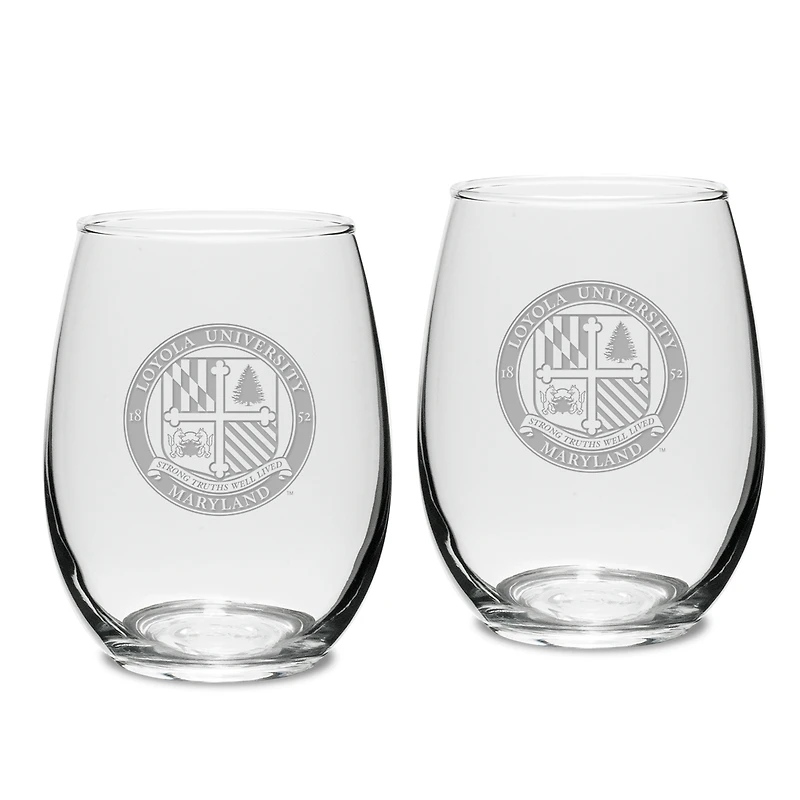 Loyola Greyhounds 15oz. 2-Piece Stemless Wine Glass Set
