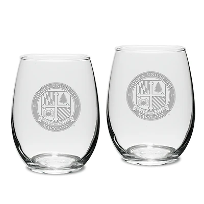Loyola Greyhounds 15oz. 2-Piece Stemless Wine Glass Set