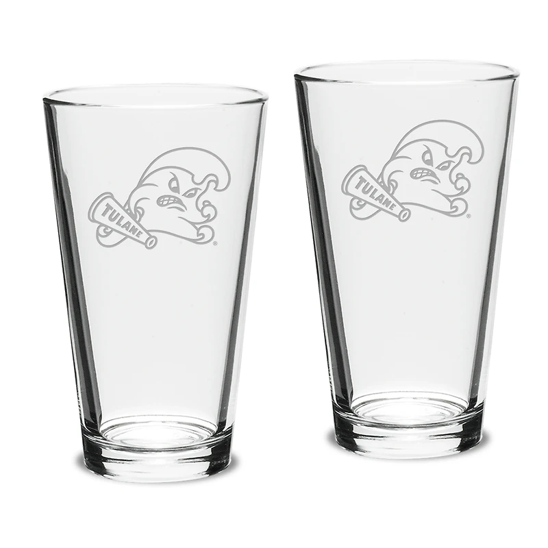 Tulane Green Wave 16oz. 2-Piece Classic Pub Glass Set
