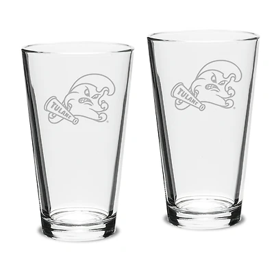 Tulane Green Wave 16oz. 2-Piece Classic Pub Glass Set