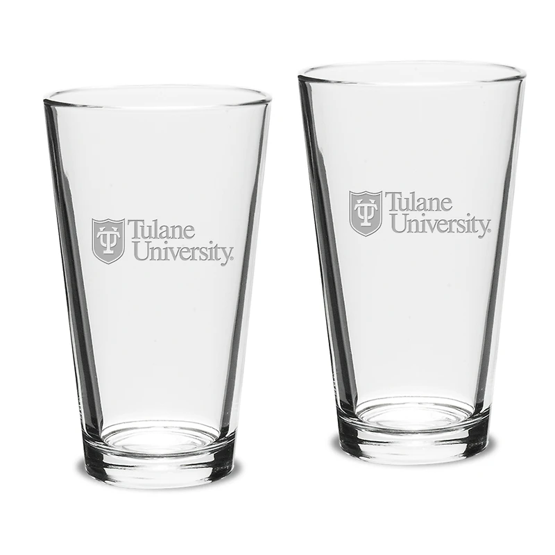 Tulane Green Wave Team 16oz. 2-Piece Classic Pub Glass Set
