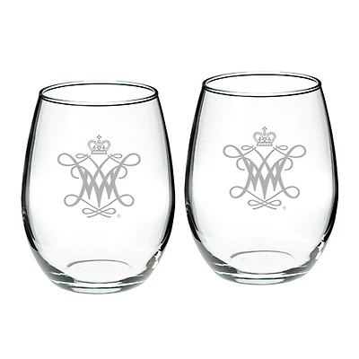William & Mary Tribe 21oz. 2-Piece Stemless Wine Glass Set