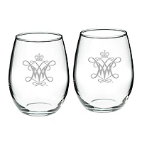 William & Mary Tribe 21oz. 2-Piece Stemless Wine Glass Set