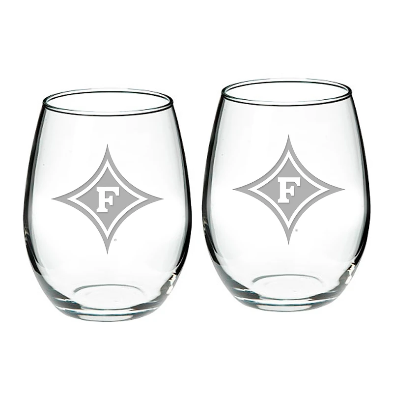 Furman Paladins 21oz. 2-Piece Stemless Wine Glass Set