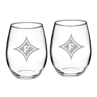 Furman Paladins 21oz. 2-Piece Stemless Wine Glass Set