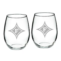 Furman Paladins 21oz. 2-Piece Stemless Wine Glass Set