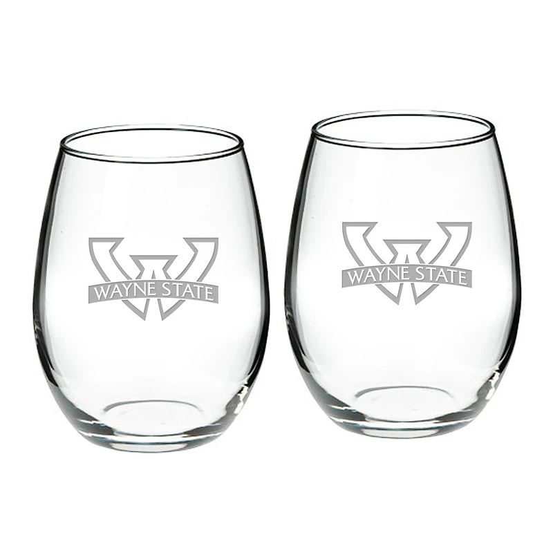 Wayne State Warriors 21oz. 2-Piece Stemless Wine Glass Set