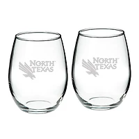 North Texas Mean Green 21oz. 2-Piece Stemless Wine Glass Set