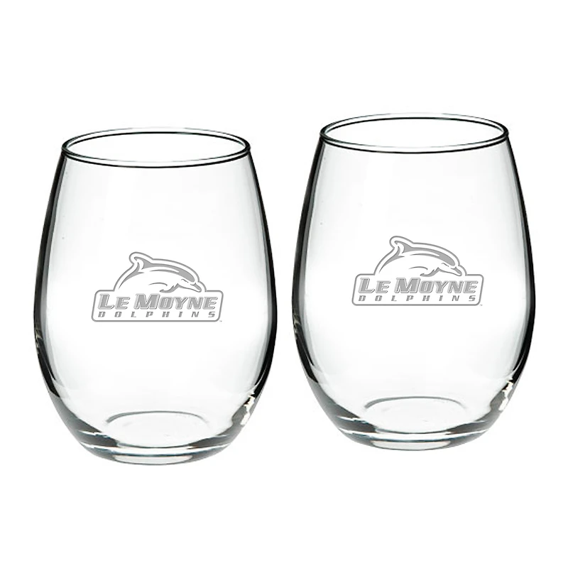 Le Moyne Dolphins 21oz. 2-Piece Stemless Wine Glass Set