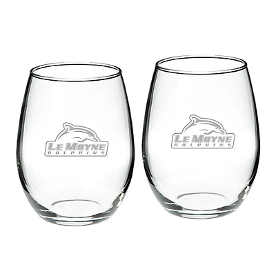 Le Moyne Dolphins 21oz. 2-Piece Stemless Wine Glass Set