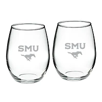 SMU Mustangs 21oz. 2-Piece Stemless Wine Glass Set