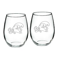 Tulane Green Wave 21oz. 2-Piece Stemless Wine Glass Set