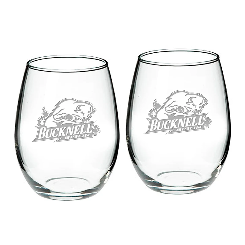 Bucknell Bison 21oz. 2-Piece Stemless Wine Glass Set