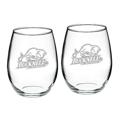 Bucknell Bison 21oz. 2-Piece Stemless Wine Glass Set