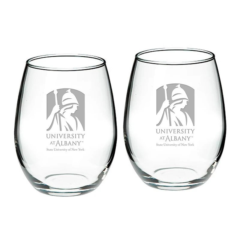 UAlbany Great Danes 21oz. 2-Piece Stemless Wine Glass Set