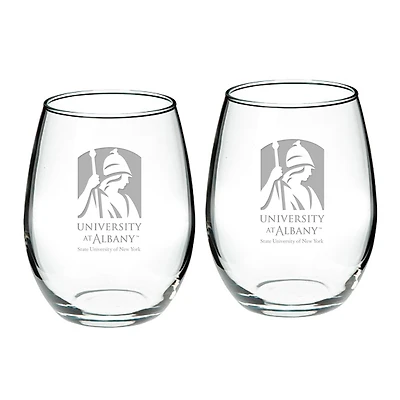 UAlbany Great Danes 21oz. 2-Piece Stemless Wine Glass Set