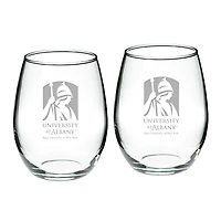 UAlbany Great Danes 21oz. 2-Piece Stemless Wine Glass Set