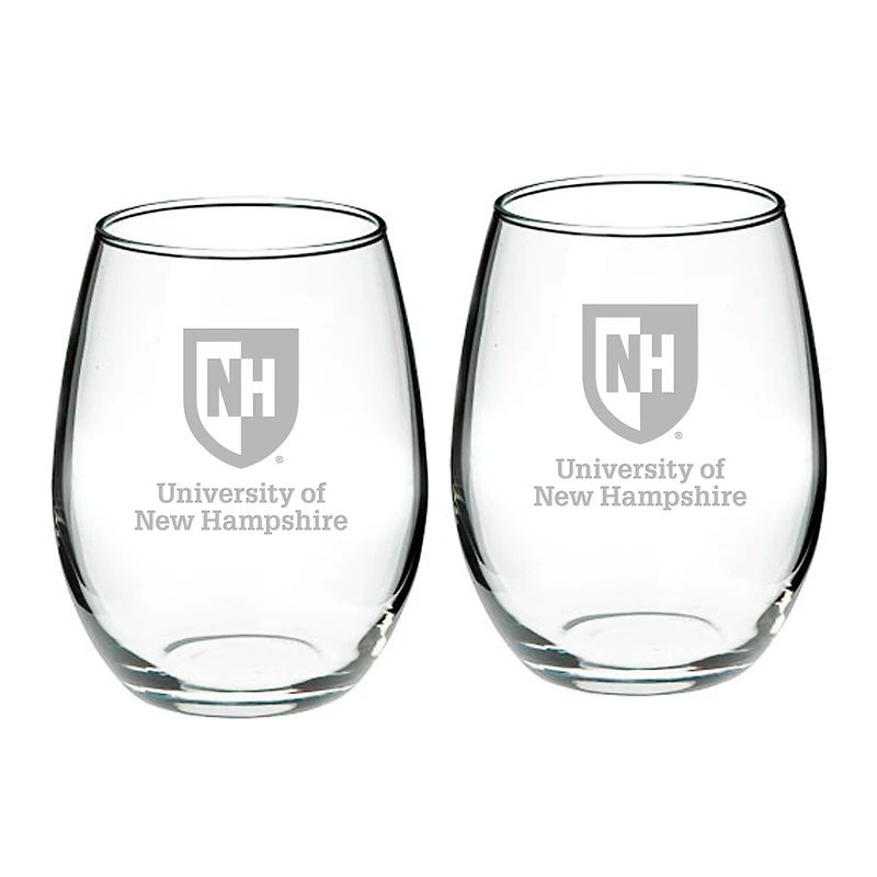 New Hampshire Wildcats 21oz. 2-Piece Stemless Wine Glass Set