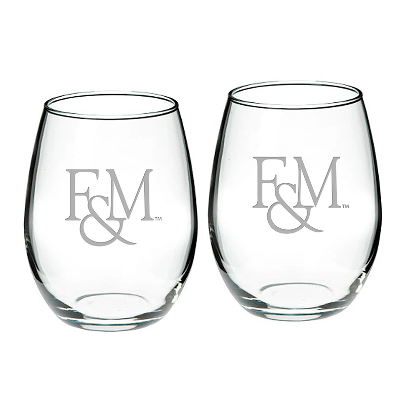 Franklin & Marshall Diplomats 21oz. 2-Piece Stemless Wine Glass Set