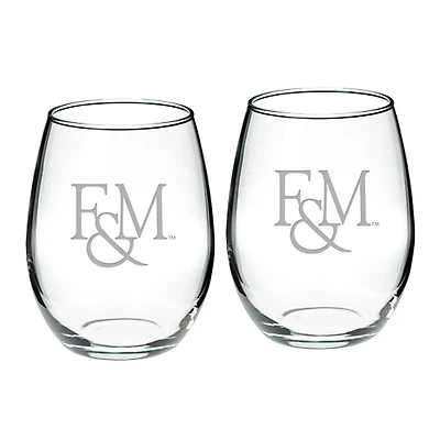 Franklin & Marshall Diplomats 21oz. 2-Piece Stemless Wine Glass Set