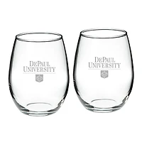 DePaul Blue Demons 21oz. 2-Piece Stemless Wine Glass Set