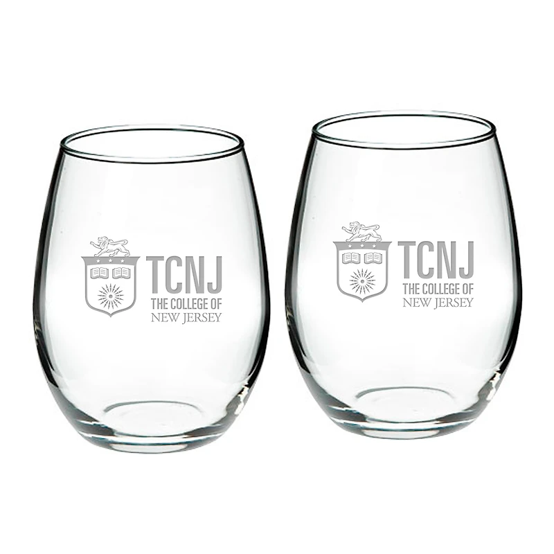 College of New Jersey Lions 21oz. 2-Piece Stemless Wine Glass Set