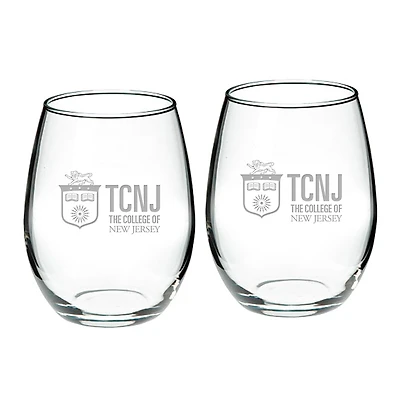 College of New Jersey Lions 21oz. 2-Piece Stemless Wine Glass Set