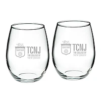 College of New Jersey Lions 21oz. 2-Piece Stemless Wine Glass Set