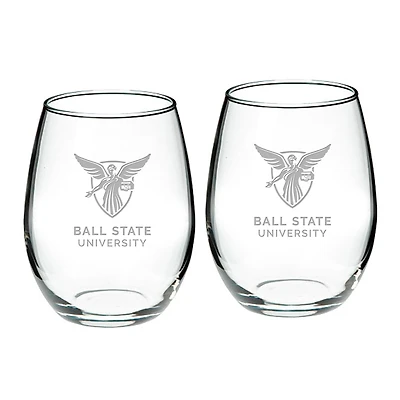Ball State Cardinals 21oz. 2-Piece Stemless Wine Glass Set