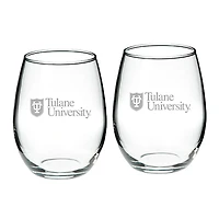 Tulane Green Wave Team 21oz. 2-Piece Stemless Wine Glass Set