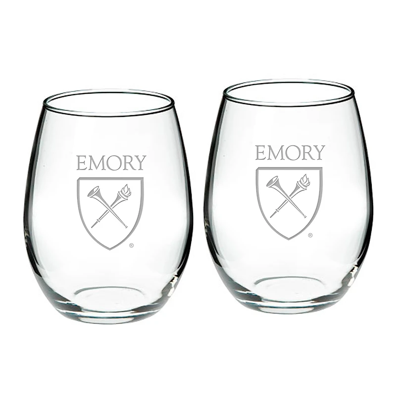 Emory Eagles 21oz. 2-Piece Stemless Wine Glass Set