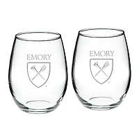 Emory Eagles 21oz. 2-Piece Stemless Wine Glass Set