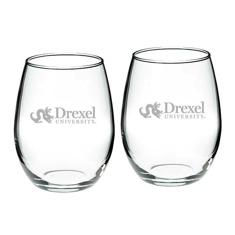 Drexel Dragons 21oz. 2-Piece Stemless Wine Glass Set