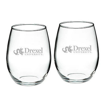 Drexel Dragons 21oz. 2-Piece Stemless Wine Glass Set