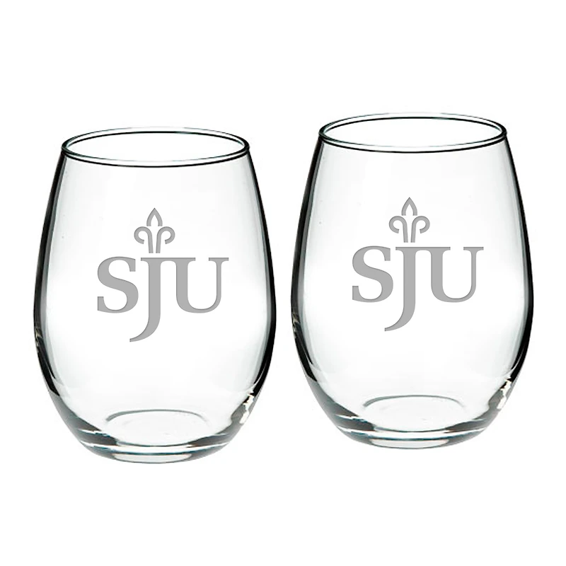 Saint Joseph's Hawks 21oz. 2-Piece Stemless Wine Glass Set