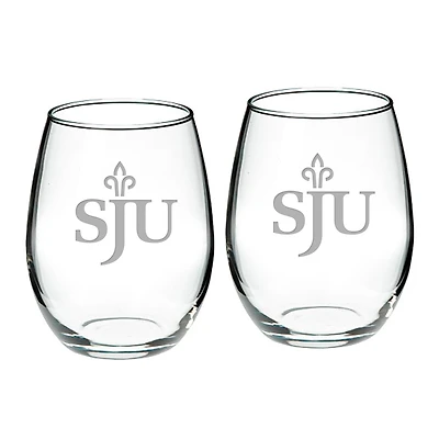 Saint Joseph's Hawks 21oz. 2-Piece Stemless Wine Glass Set