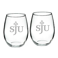 Saint Joseph's Hawks 21oz. 2-Piece Stemless Wine Glass Set