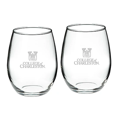 Charleston Cougars 21oz. 2-Piece Stemless Wine Glass Set