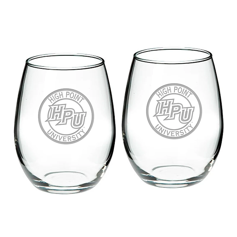 High Point Panthers 21oz. 2-Piece Stemless Wine Glass Set