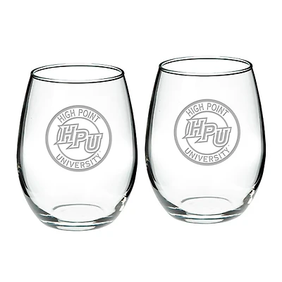 High Point Panthers 21oz. 2-Piece Stemless Wine Glass Set