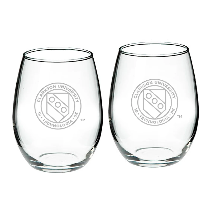 Clarkson Golden Knights 21oz. 2-Piece Stemless Wine Glass Set