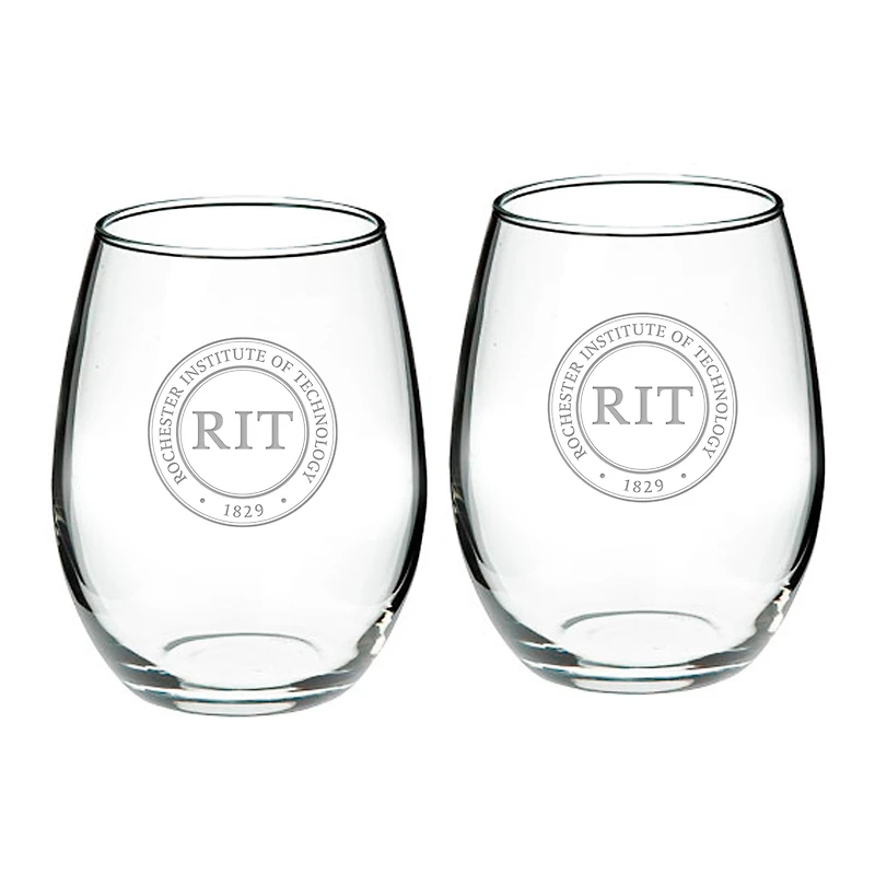 Rochester Institute of Technology Tigers 21oz. 2-Piece Stemless Wine Glass Set