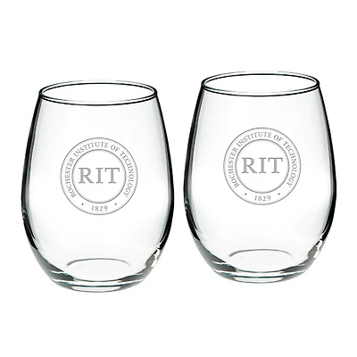 Rochester Institute of Technology Tigers 21oz. 2-Piece Stemless Wine Glass Set