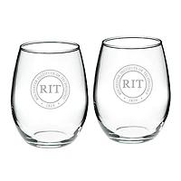 Rochester Institute of Technology Tigers 21oz. 2-Piece Stemless Wine Glass Set