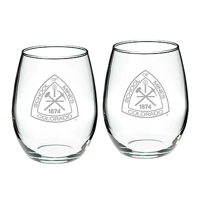 Colorado School of Mines Orediggers 21oz. 2-Piece Stemless Wine Glass Set