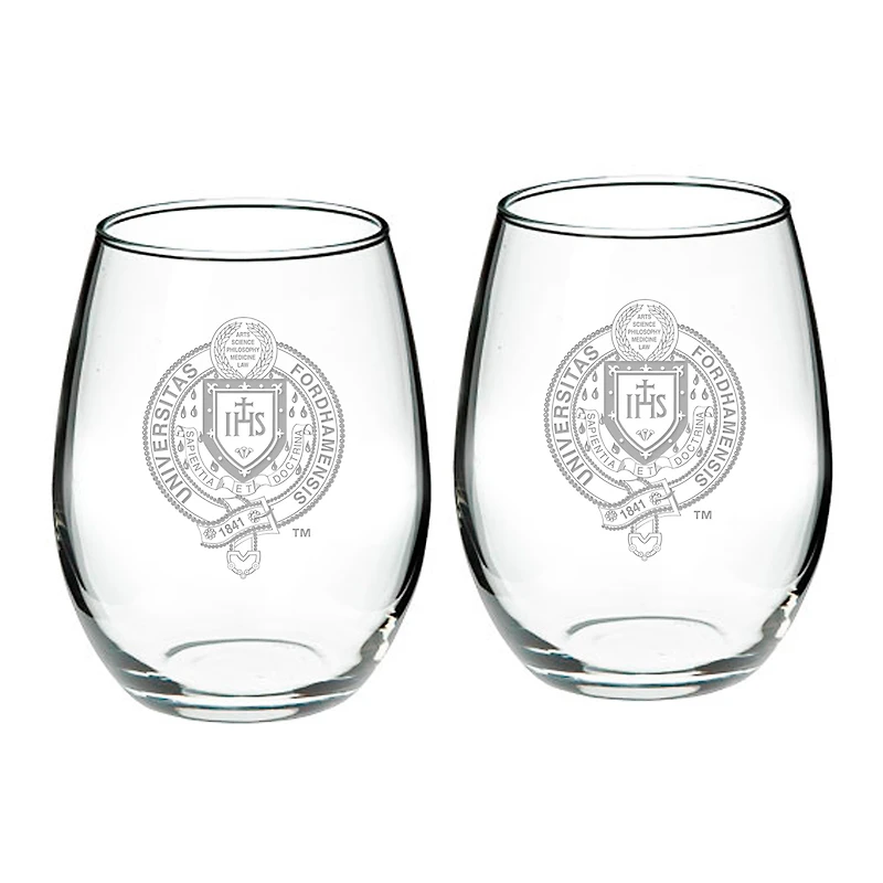 Fordham Rams Team 21oz. 2-Piece Stemless Wine Glass Set